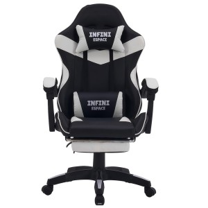 Fotel  Gamingowy z podnóżkiem INFINI ESPACE Black/White