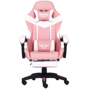 Fotel  Gamingowy z podnóżkiem INFINI ESPACE Pink