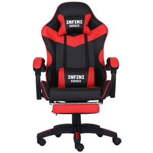 Fotel  Gamingowy z podnóżkiem INFINI ESPACE czarno/czerwony