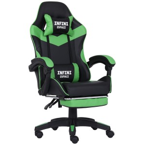 Fotel  Gamingowy z podnóżkiem INFINI ESPACE Green