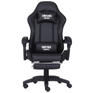 Fotel  Gamingowy z podnóżkiem INFINI ESPACE Czarny