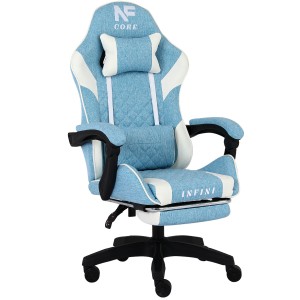 Fotel Gamingowy z podnóżkiem INFINI Core tkanina Light Blue