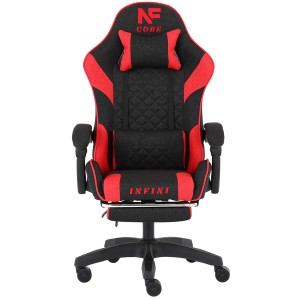 Fotel Gamingowy z podnóżkiem INFINI Core Red z tkaniny
