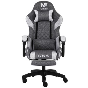 Fotel Gamingowy z podnóżkiem INFINI Core Light Gray