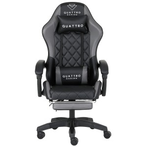Fotel  Gamingowy z podnóżkiem Quattro carbon Gray