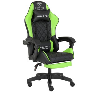 Fotel  Gamingowy z podnóżkiem Quattro carbon Green