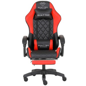 Fotel  Gamingowy z podnóżkiem Quattro carbon Red