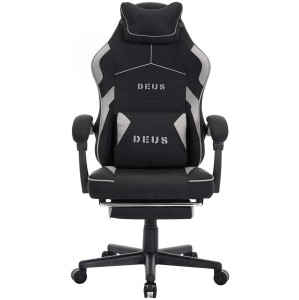 Fotel Gamingowy z podnóżkiem DEUS Edge Black