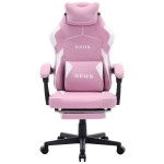 Fotel Gamingowy z podnóżkiem DEUS Edge Pink, tkanina