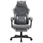 Fotel Gamingowy z tkaniny DEUS Edge Gray-2 z podnóżkiem