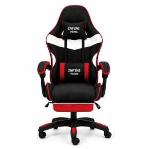 Fotel Gamingowy materiałowy z podnóżkiem Infini Prime Red