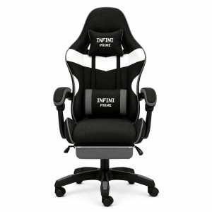 Fotel Gamingowy materiałowy z podnóżkiem Infini Prime Gray