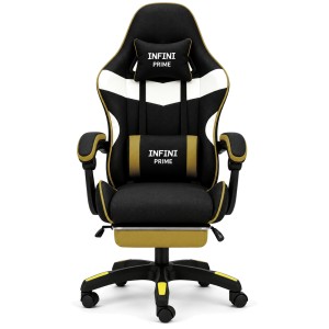 Fotel Gamingowy z materiału, podnóżek Infini Prime Green